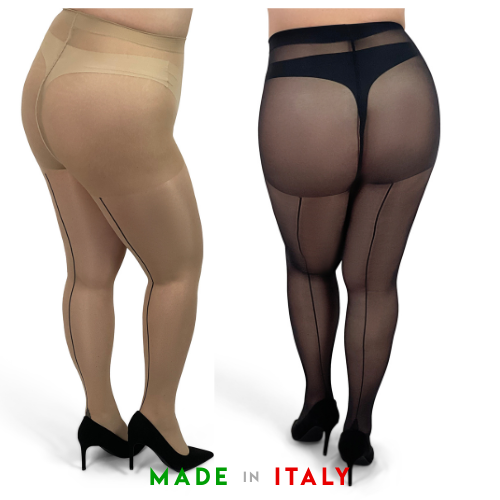 Curls & Curves Lingerie Plus Size Sheer Jive Seamed Tights Curvy Super Stretch Sheer Pantyhose UK 16-22
